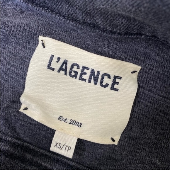 L'Agence XS Grey Jean Jacket Lace Up Crop Denim Blazer Distressed Black Wash - Picture 12 of 16